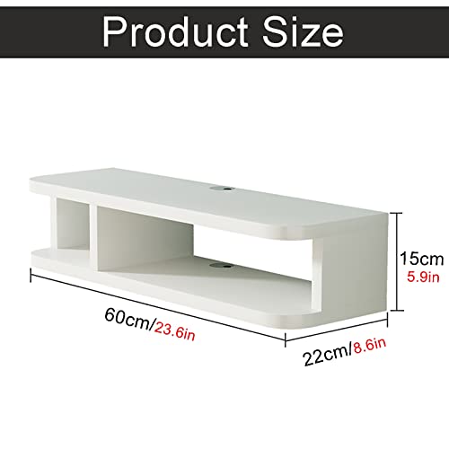 Meuble TV mural bois étagère console multimédia jaune blanc