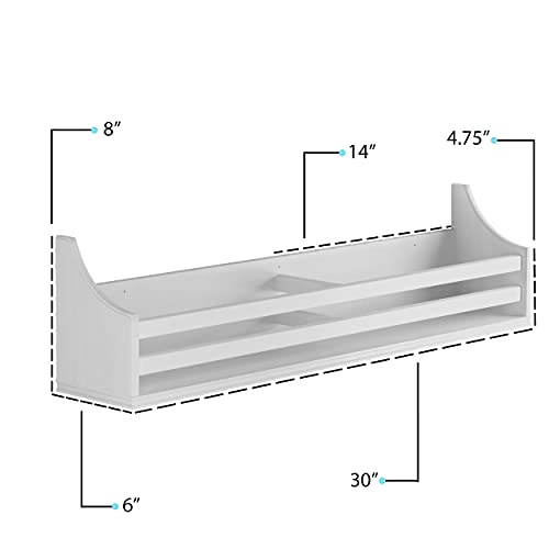 brightmaison Angel Wall Shelf & Nursery Bookshelf, Toy Storage, Farmhouse Kitchen - Bathroom Organization and Storage Shelf 30" White