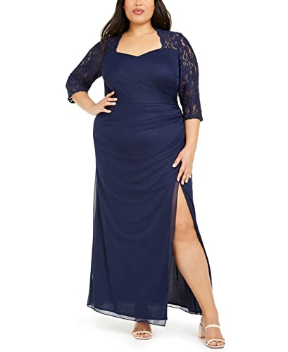 Image of Alex Evenings Womens Plus Size Long Sleeve Sweetheart Neckline Dress