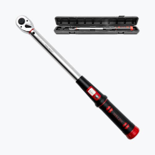 WELZH Torq-Mate - Llave dinamométrica de 1/2 pulgada, 20-200 Nm, herramienta de precisión de 500 mm, tolerancia ± 3%, escala dual calibrada con maleta, microajuste para uso de montaje de taller de
