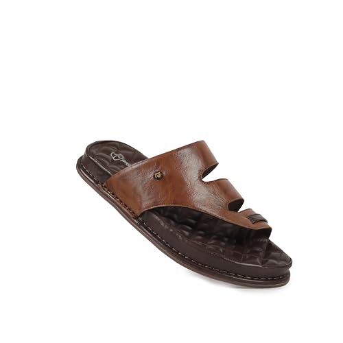 Image of Pierre Cardin PC1047 Leather Casual Thong Sandals for men Cafe 44