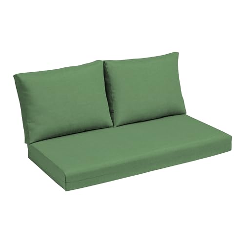 Image of Arden Outdoor Loveseat Cushion Set, 48 x 24, Water Repellent, Fade Resistant, Cushion Set for Couch, Bench, and Swing, Moss Green Leala