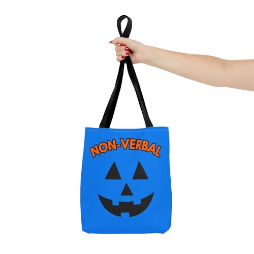 Autism Non-Verbal Blue Trick or Treat Halloween Tote Bag, Inclusion Special Needs Bag, Sped Ed, Autism Halloween Bag4
