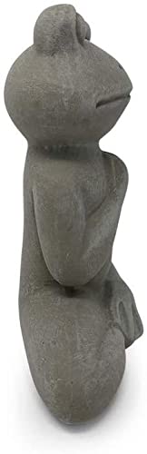 Elly Décor 8.5 Inch Ceramic Zen Meditating Frog Statue,Yoga Toad Sculpture,Cement Stone Finish Gray #TOP4