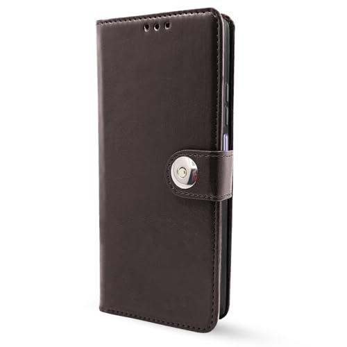 Image of Pikkme Flip Cover Leather Finish | Inside TPU with Card Pockets | Wallet Stand and Shock Proof | Complete Protection Button Flip Case for Oppo A3 Pro 5G (Coffee)
