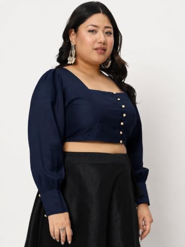 Image of studio rasa Women's Plus Size Chroma Button Down Crop Top for Wedding Festive Party