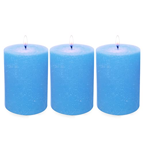 3 Pack 3X4 Inch Pillar Candles, Unscented Column Candles For Home Restaurants Spa Church Weddings, Smokeless Dripless And Clean Burning Emergency Candle - Light Blue #TOP28