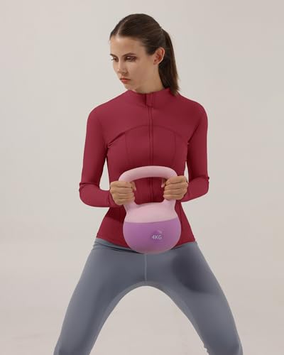 Locachy Women's Slim Fit Full Zip Athletic Running Sports Workout Jacket with Pockets