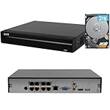 DahuaSecurity Advanced 8-Channel 8 PoE Port Network Video Recorder with 2TB HDD 4K HDMI Output and AI Surveillance Features NVR for Home Security Camera System (NVR-8ch-8POE-2)