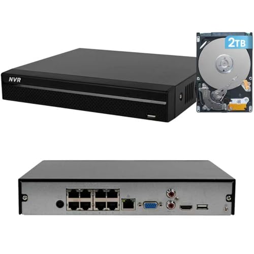 DahuaSecurity Advanced 8-Channel 8 PoE Port Network Video Recorder with 2TB HDD 4K HDMI Output and AI Surveillance Features NVR for Home Security Camera System (NVR-8ch-8POE-2)