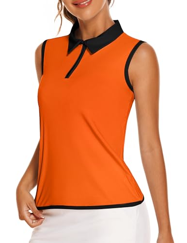 Image of COOrun Women's Golf Polo T Shirts Lightweight Moisture Wicking Sleeveless Shirt Quick Dry Zipper Tank Top