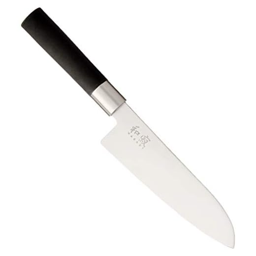 Kai Wasabi 6716S Coltello Santoku, Acciaio Inossidabile, Nero, 16.5 cm