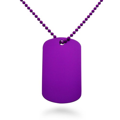 Kriskate & Co. Made in USA Purple Color Aluminum Dog Tag Necklace 24 Inches