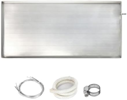 Stainless Steel AC Drip Pan with Drain - 43x20x1in for Portable Air Conditioners & Heat Pumps, Includes 2M Hose - Durable Drip Tray for Split AC Systems