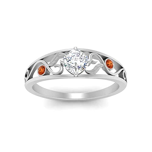 Image of Choose Your Gemstone Nature Inspired Compass Point Ring 925 Sterling Silver Cushion Shape Side Stone Engagement Rings Lightweight Office Wear Everyday Gift Jewelry US Size 4 to 12