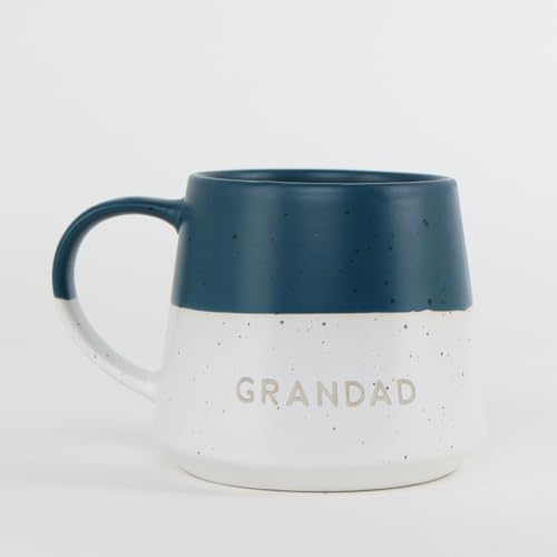 Personalised Two-Tone Ceramic Coffee Mug 370ml Stoneware Laser Engraved Names Speckled Dipped Design Microwave and Dishwasher Safe Perfect for Family Gifts (Navy Blue)