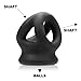 Oxballs TRI-Squeeze – Cock Ring & Ball Stretcher for Men – Testicle Stretcher & Bulge Enhancer – Stretchy Silicone Blend – Erection Support – Adult Toys – Cockrings for Male Bondage – Black Ice