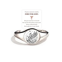 Chevalière Phoenix Rise From Ashes, Bague Vintage Gravée Phénix Pour Femme, Bague En Argent Sterling S925 Avec Phénix Montant, Bague Inspirante, Cadeau Pour Femmes Et Filles, Argent Sterling, Aucune