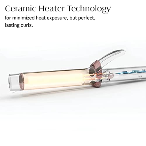 T3 Singlepass Curl Professional Curling Iron Custom Blend Ceramic Long Barrel Curling And Wave Iron With Adjustable Heat Settings For Shiny Smooth Curls And Waves, 1 ¼ Inch, White/Rose Gold #TOP2
