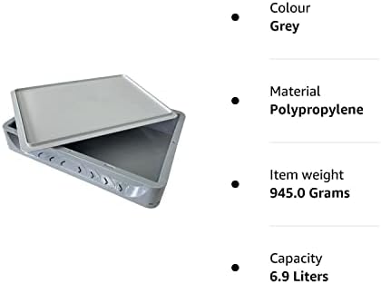 Solent Plastics 7 Litre Pizza Bread Dough Proofing Tray complete with Lid 40 x 30cm x 8.5cm Fits in domestic fridges!, Grey,PIZZATRAYPACK40X30X7.5CM