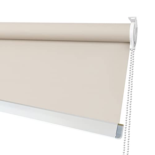 Dulepax Window Blinds,100% Blackout Blinds For Window,Roller Window Shades With Thermal Insulated, Uv Protection Blackout Roller Shade, 15Oz Vinyl With Aluminum Roller. Beige,32" W X 72" H #TOP1