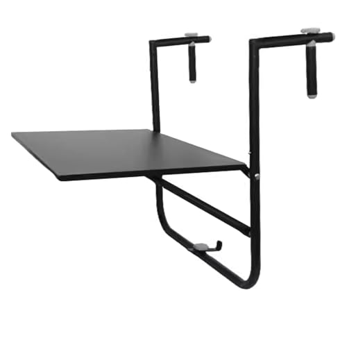 Table pliante murale extérieure balcon noire suspendue et rabattable avec bras réglable