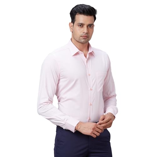 Image of Raymond Men's Pure Cotton Structure Pattern Slim Fit Semi Cutaway Collar Full Sleeve Formal Shirt