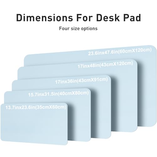 Image of Aothia Faux Leather Desk Mat - Large Mouse Pad, Non-Slip PU Leather Blotter, Waterproof Writing Surface for Office and Home (Baby Blue, 47.2 inch x 23.6 inch)