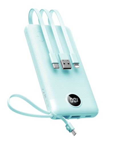 VEEKTOMX 10000mAh Portable Charger with Built-in Cables