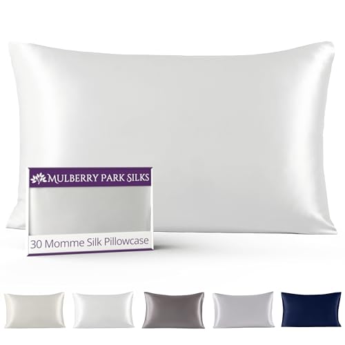 100% Mulberry Silk Pillowcase 30 Momme Envelope Closure - White/King