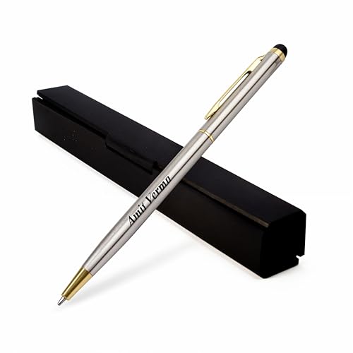 Image of MANAMA Premium Twist-Action Metal Ballpoint Pen With Custome Name Engraved | Personalized Pen With Gift Box | Ideal For Corporate Gifts, Business Professionals & Employees (Blue Ink)