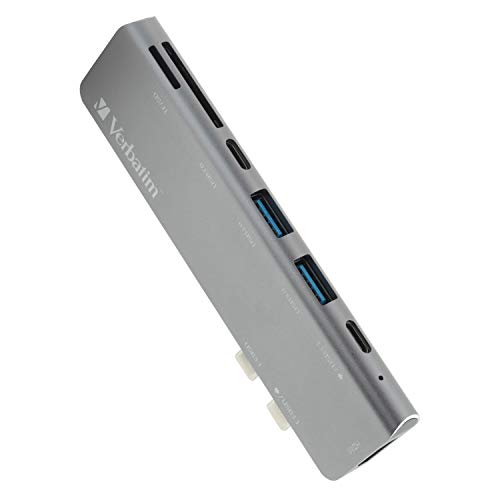 Verbatim 7-in-2 USB C Hub Adapter with 4K HDMI, 100W Power Delivery, USB 3.0, SD Card Readers for MacBook Pro and USB C Laptops