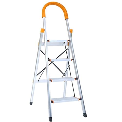 4 Step - Step Ladder Aluminum Lightweight Folding Anti-Slip Stepladders with Rubber Hand Grip 150kg Capacity for Home and DIY