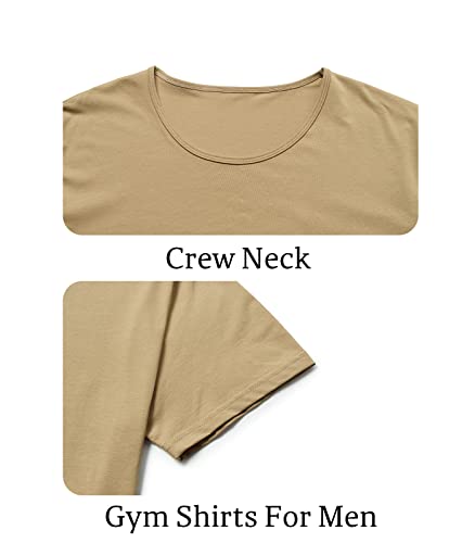 Althlemon Mens Hipster Longline Elong T-Shirt Hip Hop Short Sleeve Crewneck Curved Hem Shirt Tee Top Cool Streetwear Outfits (Xxl, Style 1 Khaki) #TOP2