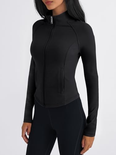 Trendy Queen Women's Full Zip Up Scrubs Lightweight Jacket Cropped Long Sleeve Workout Sweatshirts Slim Fit Running Hoodies3