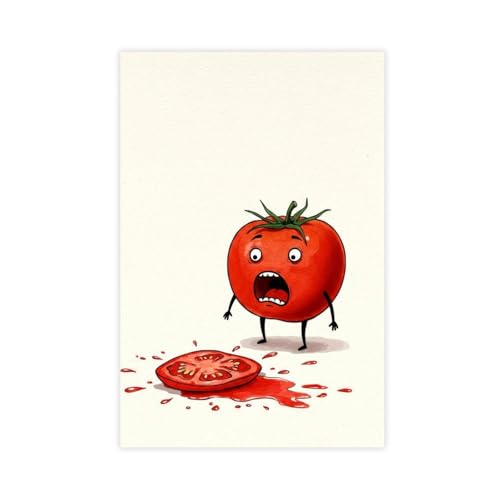 Poster Tomate Shock humoristique sur toile 40x61 cm pour la déco de cuisine