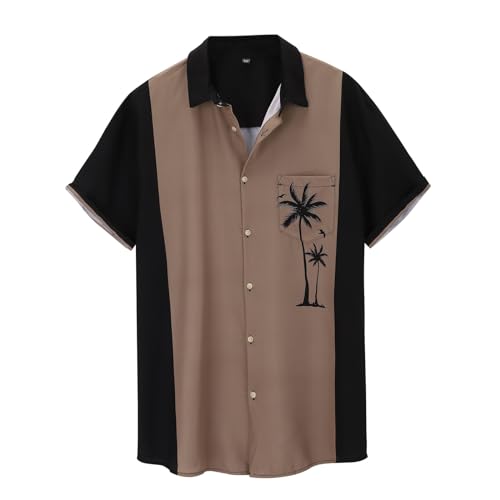 Camisa de manga larga para hombre, casual, con botones, para playa, flores, trajes largos, paquetes de camisas para hombre, marrón, 4XL