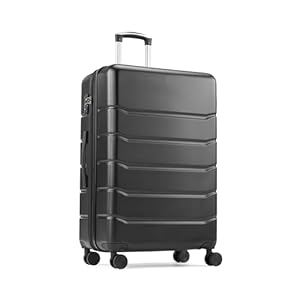 Simple Deluxe 20 Inch Hardside Carry On Luggage, Suitcase with Double Spinner Wheels & TSA Lock, Hard Shell, Expandable Rolling Lightweight, Black