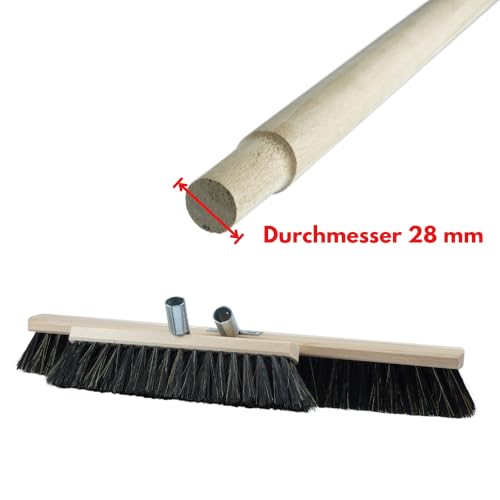 Saalbesen Besen mit Stiel 150 cm ohne Stiel Ideal als Zimmerbesen Holzbesen Kehrbesen Werkstattbesen Hallenbesen Industriebesen Hausbesen Terassenbesen Haarbesen (30 cm mit Stiel) – Bild 4