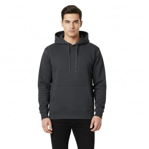 Sweat à capuche polaire homme pull chaud manches charcoal L