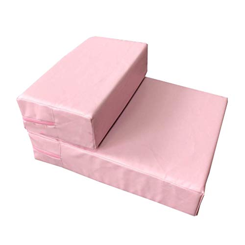 ペット用階段(高床対応) ペット階段 2段 子犬用階段 ベッドソファ ペット用猫用ステップ PUスポンジ 室内犬/猫/ペットに最適 39*49*20cm(Pink)