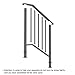 Outvita Handrails for Outdoor Steps, Black Wrought Iron Handrail Fits 2 or 3 Steps, Transitional Handrail with Installation Kit, Stair Railing for Concrete Steps or Wooden Stairs
