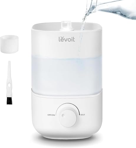 LEVOIT Mini humidificateur d'air 2,5 l jusqu'à 25 h pour chambre à coucher, chambre d'enfant, humidificateurs, silencieux 26 dB pour plantes de bébé, humidificateurs avec buse rotative à 360°, arrêt