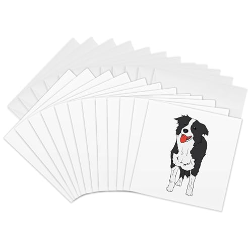 Cartes de vœux Border Collie 3dRose pochette de 12 cartes carrées