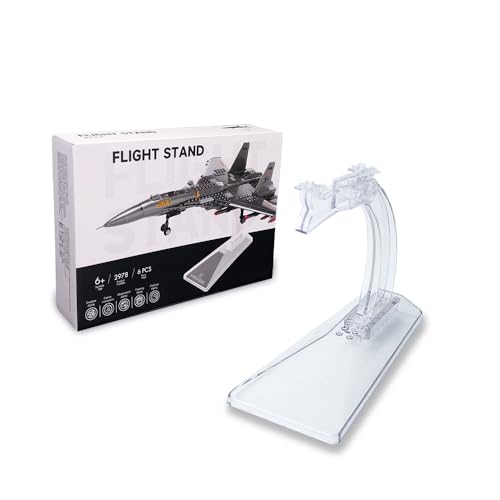 ArtorBricks Display Stand Air Force Series Fighter,for Plane Building Brick Toys etc. Angle Display, Plastic Transoarent Display Stand only.