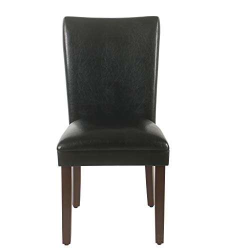 Image of HomePop Parsons Upholstered Accent Dining Chair, Set of 2, Black Faux Leather