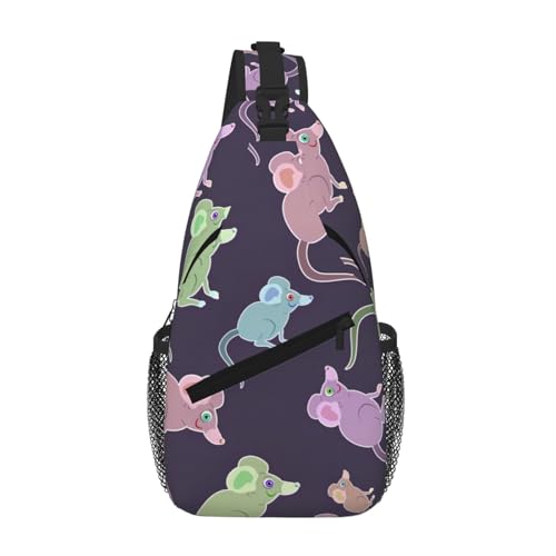 Mochila de pecho con estampado de ratón y diseño de animales
