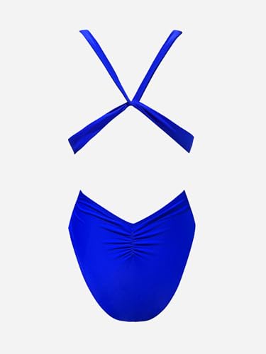 Image of CUPSHE One Piece Swimsuit for Women Bathing Suit Cut Out Cross Back Tie Deep V Neck Ruched High Cut