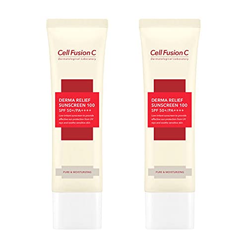 CELLFUSION C: Derma Relief Sun Screen 100 SPF 50+/PA ++++, 1+1 50ML+50ML: Sooth sensitive Skin, Effective protect from UV rays.