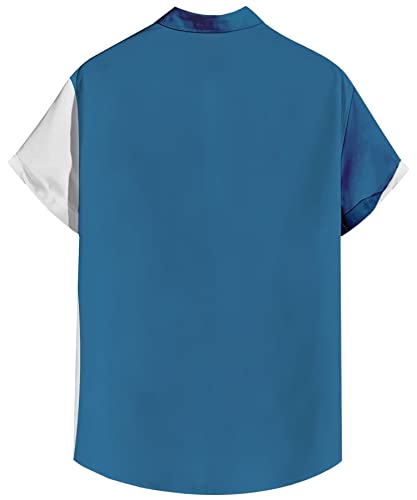 Men's Vintage Bowling Shirt 1950S Retro Rockabilly Style Short Sleeve Button Down Music Hawaiian Shirts #TOP1